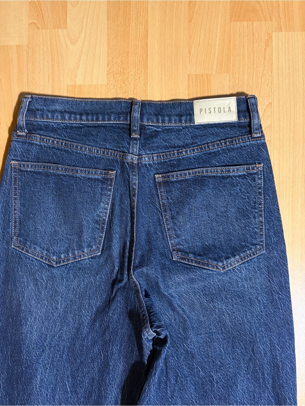 pistola Lana High Rise Wide Leg Jean Raw Hem Dark Blue Wash in Elevation 27 - Picture 8 of 11